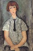 Amedeo Modigliani Young Woman in a Striped Blouse (mk39) oil painting reproduction